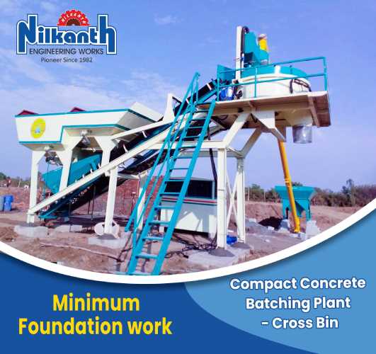 Compact Concrete Batching Plant Cross Bin