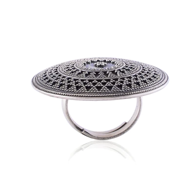 Handcrafted Silver Oxidized Ring  