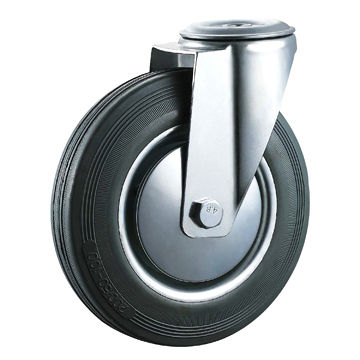 RUBBER CASTER WITH ROLLER BEARING