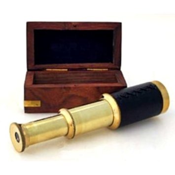 Brass Telescope with Wooden Box