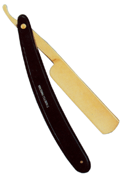 Barber Razor Plastic Handle Gold Plated