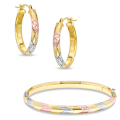 Patterned Bangle And Ladies Earring