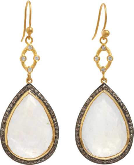 Ailver Moon Stone Ruby Diamond Earrings-